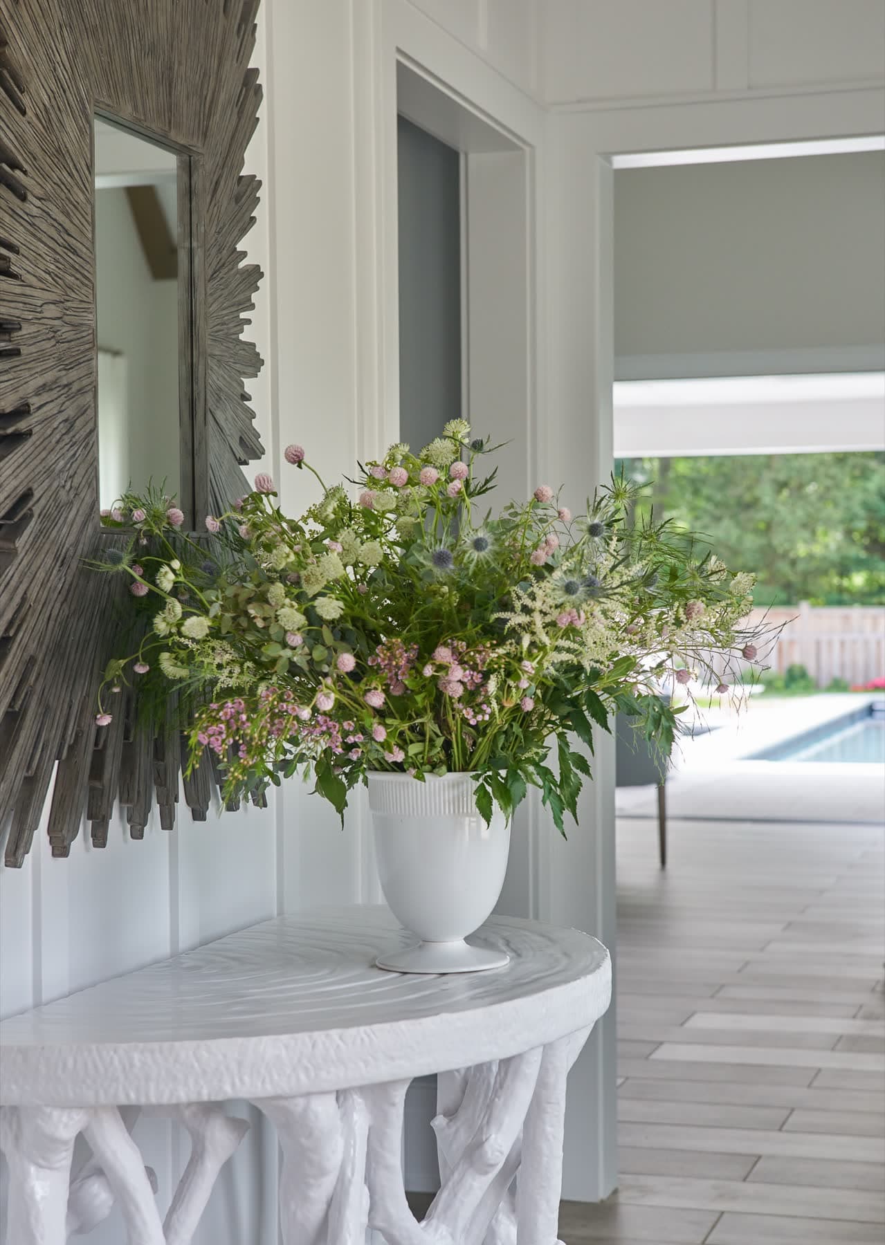 Entry flowers looking through to the pool